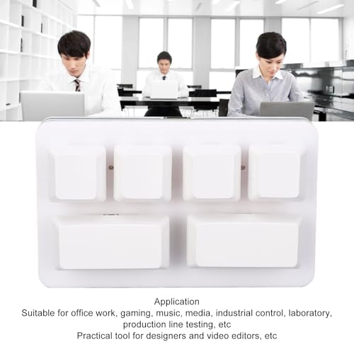 Tissting White 6 Key Gaming Keyboard Programmable Gaming Keyboard Mini USB Keypad Programmable Keyboard One Handed Mechanical Gaming Keypad for Macros or Rhythm Games