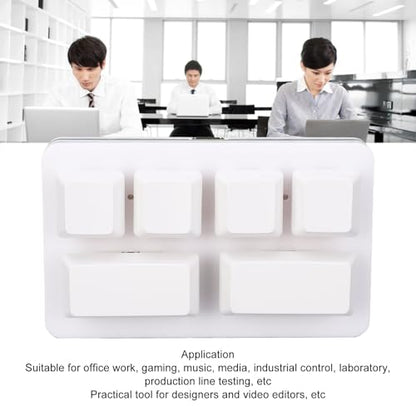 Tissting White 6 Key Gaming Keyboard Programmable Gaming Keyboard Mini USB Keypad Programmable Keyboard One Handed Mechanical Gaming Keypad for Macros or Rhythm Games