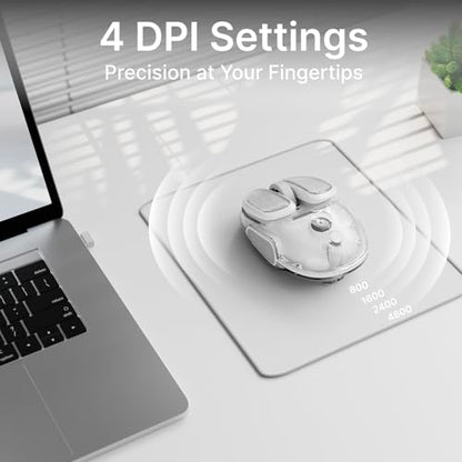 SEUNKWANG EWEADN Q9 Wireless Clear Mouse Dual Mode Bluetooth & 2.4G USB Computer Mouse with RGB Lighting, Silent Clicks, Multi-Device Compatibility for Laptop, PC, MacBook, iPad Cute Mouse-White - color: White