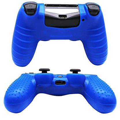 PS4 Controller DualShock4 Skin Grip Anti-Slip Silicone Cover Protector Case for Sony PS4/PS4 Slim/PS4 Pro Controller with 2 Thumb Grips (Blue) - color: Blue