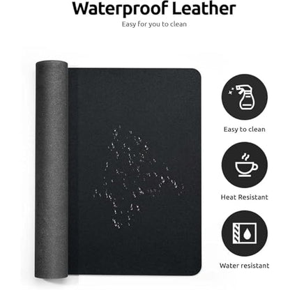 Desk Pad, Leather Non-Slip Laptop Computer Desk Keyboard Mat, Table Protector Blotter Mat, Large Mouse Pad (24" x 12")-Dark Blue - color: Dark Blue