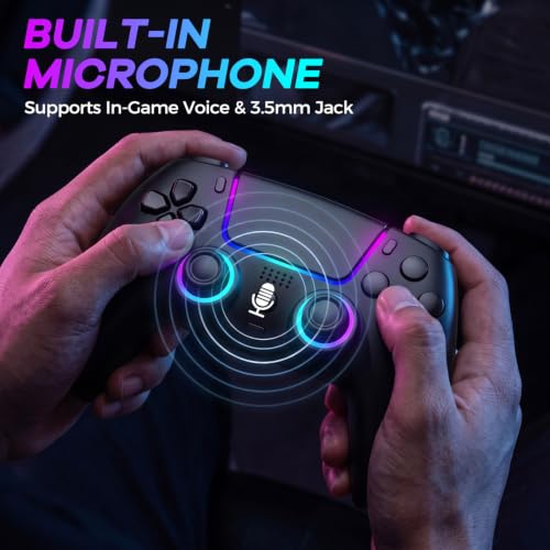Pogriko Wireless Controller for PS5/Pro/Slim Console for PS5 Controller, Wireless Gamepad with Back Button, Turbo, Dual Vibration, Motion Gyro, 3.5mm Audio Jack, Mic, Speaker