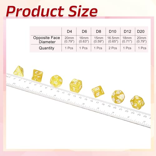 uxcell Polyhedral Dice Set, 7 Pcs Acrylic Dice for Role Playing Table Games Tabletop Gaming Accessories, Pearl Pattern Golden Yellow - color: Pearl Pattern Golden Yellow