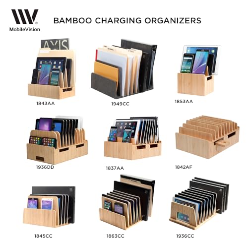 MobileVision Bamboo Charging Station & Multi Device Organizer Slim Version for Smartphones, Tablets, and Laptops - color: Slim Stand Only