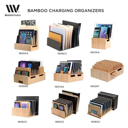 MobileVision Bamboo Charging Station & Multi Device Organizer Slim Version for Smartphones, Tablets, and Laptops - color: Slim Stand Only