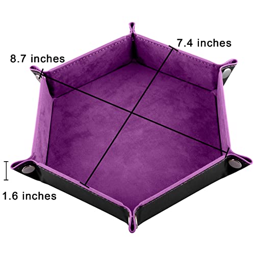 SIQUK 6 Pieces Dice Tray Hexagon Dice Rolling Holder Folding PU Leather Dice Trays for Dice Games Like RPG, DND and Other Table Games(Violet, Black, Cyan, Blue, Gray, Dark Green) - color: Violet, Black, Cyan, Blue, Gray, Dark Green