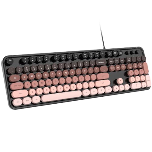 Dilter Wired Computer Keyboard, Full-Size USB Keyboard with Round Keycaps & Numeric Keypad, Plug-and-Play for Windows 7 8 10 11, PC, Laptop, Desktop, Home, Office - color: Mocha Gradient
