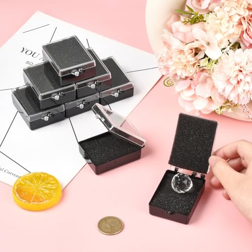 10Pcs Black Plastic Display and Storage Boxes, 2.62x1.71x0.89 Inch Small Organizer Case with Protective Sponge for Necklace Medal Bracelet