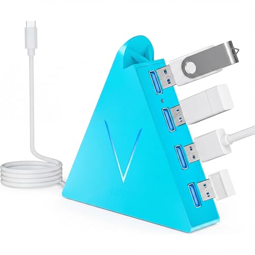 USB C Hub, USB C to 4-Port USB 3.0 Splitter Adapter for MacBook Pro/Air, iMac, Mac mini, Laptop, Surface Pro, XPS, External Devices (2ft, Blue) - color: Blue-C