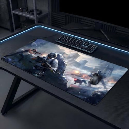 XXL Gaming Mouse Pad 23.6x11.8 inch, Snowfield Assault Team Anime Theme Desk Mat, Ice Snow Battlefield Scene Large Mousepad,Fantasy Artistic Keyboard Mouse Mat (Snowfield Battle Team) - color: Snowfield Battle Team
