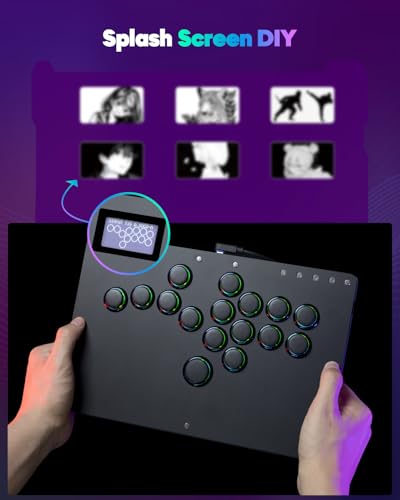 Haute42 Leverless Arcade Stick, Hot-Swap 16-Key Fighting Controller (Black) | Custom RGB & Turbo Functions & Hot Swap Supported, Compatible with PC/Ps3/Ps4/Switch/Steam - color: Black