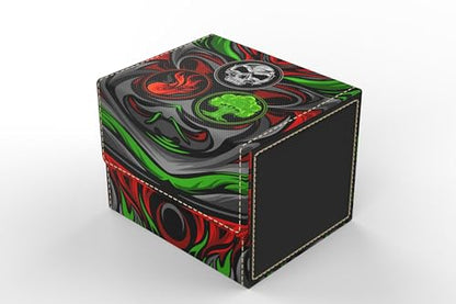 Vault- TCG/MTG 100+ Card Color Combo Deck Box (Black/Red/Green) - color: Black/Red/Green