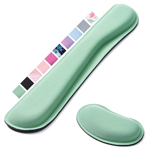 Hoewina Keyboard Wrist Rest,Ergonomic Wrist Rest,Superfine Fabric and Gel Memory Foam Wrist Pad for Computer Keyboard for Easy Typing & Pain Relief, Suitable for Office, Family, Outdoor, Bean Green - color: Bean Green