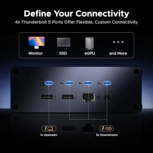 UGREEN 13-in-1 Thunderbolt 5 Docking Station, 120Gbps Max Transfer, Single 8K@60Hz, Dual 6K@60Hz Display, 140W Power Charging Revodok Max 2131 with 2.5GbE, SD/TF 4.0 (Includes US/EU/UK Power Adapter)