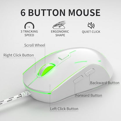 MageGee Creamy Keyboard and Mouse Combo, K2 Classic Keyboard, Wired RGB Backlit, 104 Waterproof, Ergonomic, PC/Laptop/MAC - Knight Red - color: Knight Red Set