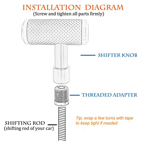 T Handle Shifter Car Knob, Joystick Style Alloy Cover with Leather Gear Stick Lever Shift Fit Most Automatic Manual Transmissions, Black - color: Black