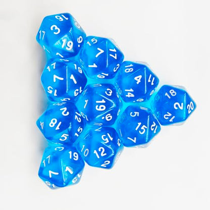 10 Pieces Polyhedral Dice Set D20 Dice 20mm Acrylic 20 Sided Game Dice for Dungeons and Dragons RPG MTG DND Dice Table Games (Transparent Blue) - color: Transparent Blue