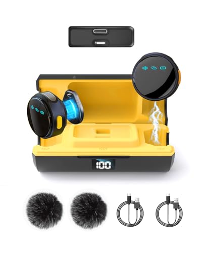 2Pack Wireless Lavalier Microphone for iPhone iPad Android with Charge Case, Mini Clip/Magnetic Microphones for Lightning/USB-C Video Recording, Vlogging, YouTube, Interviews, 100FT - style: Cylindrical