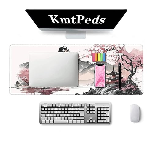 Watercolor Cherry Blossom Large Gaming Mouse Pad,Mouse Pad Gaming 31.5 x 11.8 in Mouse Mat Desk Pad,Large Desk Mat,Extended Keyboard Mousepad with Non-Slip Base and Stitched Edge for Desk Home Office - color: Cherry Blossom