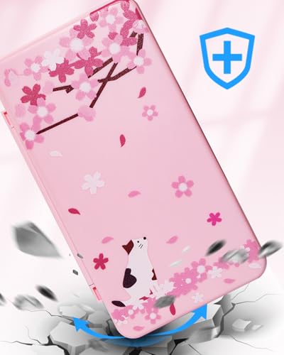 Daspken 24 Game Holder Slots and 24 SD Micro Card Slots for Nintendo Switch/Lite/OLED,Cherry Blossom Cartoon Puppy Style Games Cartridge Cases for Kids Girls Kawaii Storage Box