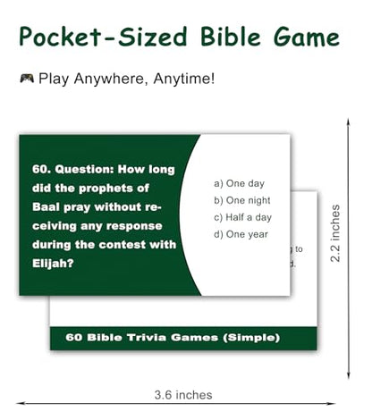 180 Bible Trivia Board Games Cards for Adults and Family, Fun Christian Gift Trivia Game Cards for Bible Study