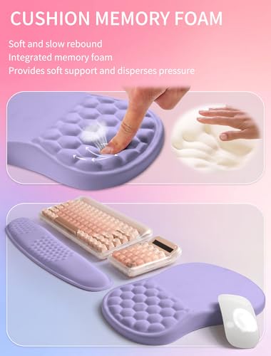 Hokafenle 2in1 Combination, Wave Keyboard Wrist Rest and Ergonomic Curvature Mouse Pad Wrist Support for Relieve Wrist Pain, Filled with Soft Cushion Memory Foam, Purplish Blue - color: Purplish Blue