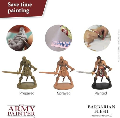 The Army Painter Colour Primer Barbarian Flesh, 400 mL Acrylic Spray Primer, Spray Paint Basecoat for Miniature Priming, Tabletop Roleplaying, Boardgames, and Wargames Miniature Modelling - color: Babarian Flesh