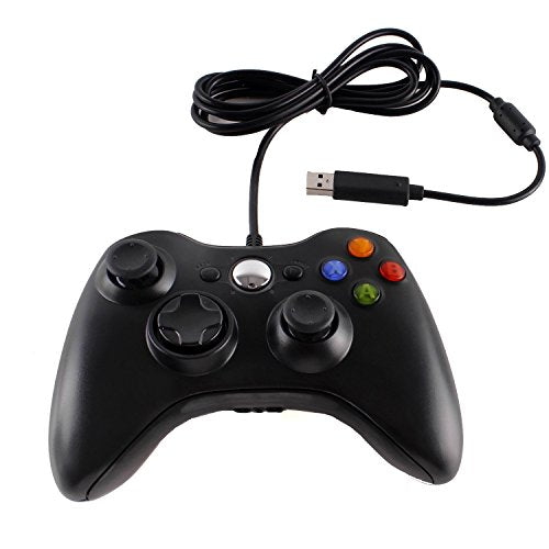 Meriton Wired USB Game Controller Gamepad Game Joystick Joypad for Microsoft Xbox 360/Slim & Windows PC (Black)