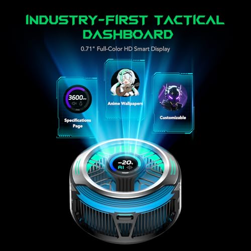 Black Shark Magnetic Phone Cooler 6 Pro – Smart Display, Magnetic Ring Plate, Addressable RGB LEDs, App-Controlled Cooling Fan for iPhone MagSafe, Android & iPad – Gaming, Streaming & Photography
