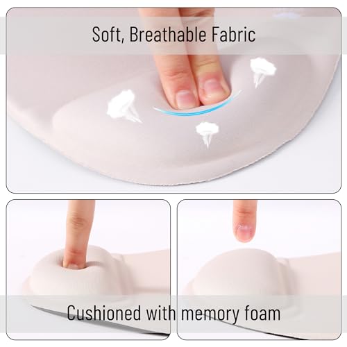 Mr. Pen- Ergonomic Mouse Pad with Wrist Rest | Breathable Fabric with Memory Foam Cushion, Non-Slip Rubber Base, Gel Mouse Pad with Wrist Support - color: Beige