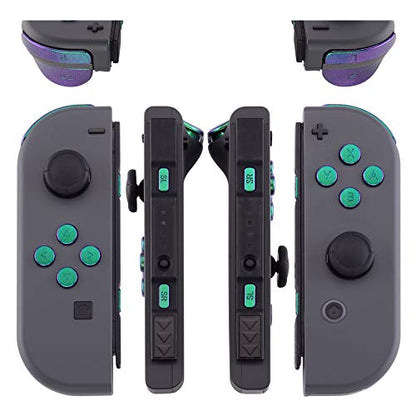 eXtremeRate Green Purple Chameleon Glossy Replacement ABXY Direction Keys SR SL L R ZR ZL Trigger Buttons and Springs, Full Set Buttons with Tools for Nintendo Switch Joycon & Switch OLED Joy con - color: Chameleon Green Purple