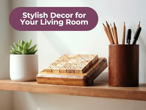 BSIRI Pushing Me Wooden Tic Tac Toe Game- Tabletop Board Games for Farmhouse Decor, Coffee Table Decor, Unique Gifts Fun Gifts for Adults. Perfect for Game Night,Family Games (5 Inch) - style: PushingMe