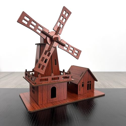 3D Puzzles for Adults, Log Cabin DIY Wooden House Model Kits for Adults to Build, Country Cottage Building Model, 3D Jigsaw Brain Teaser Puzzle, Dollhouse (Holland Windmill)