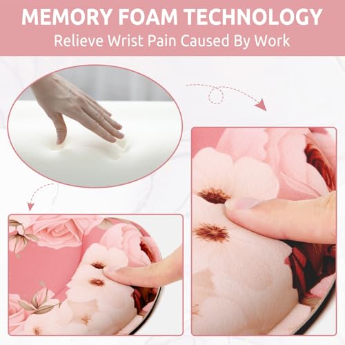 KONVINIT Ergonomic Mouse Pad with Wrist Rest, Small Mousepad with Non-Slip Rubber Base and Smooth Surface, Beach Mouse Pads for Desk, Office Desk Accessories - color: Pink