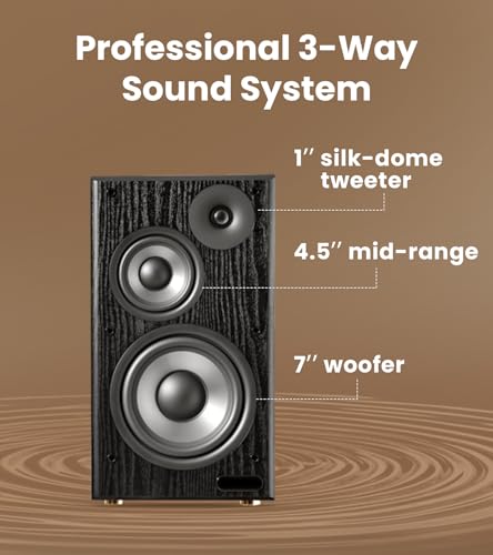 Edifier R2750DB MKII Powered Bookshelf Speakers, 144W 3-Way Active Studio Monitor with Sub Out, Hi-Res Audio, Bluetooth 6.0 with LDAC, HDMI/Optical/Coaxial for Turntable, PC, Home Audio - Black - color: Black