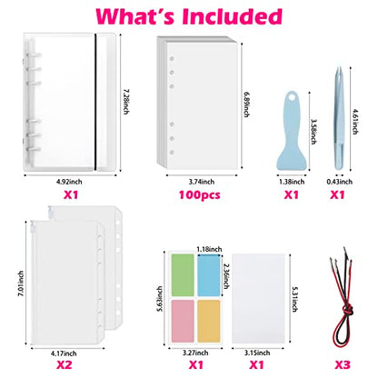 SUNEZLGO Reusable Sticker Album with Pockets, 100 Sheets, Blank Sticker Book with Tweezer and Spatula (A6) - size: A6