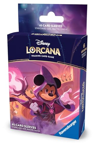 Ravensburger Disney Lorcana TCG Card Sleeves Featuring Mickey Mouse - Wayward Sorcerer | 65 Protective Sleeves for TCG Decks | Ages 8+