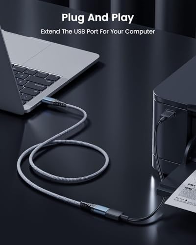 ANDTOBO 6.6FT USB Extension Cable, USB 3.0 Type A Male to Female Extender Cables High-Speed Data Transfer 5Gbps Compatible with Gamepad, Printer, Webcam, USB Keyboard, Flash Drive, Hard Drive - size: 6.6 ft