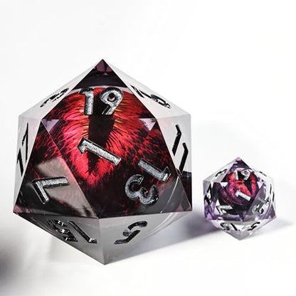 Mini Planet 50mm Chonk D20 Liquid Core Polyhedral Sharp Edge Handmade Resin Dragon Eyeball Dice - color: Dragon Eye Dice 3
