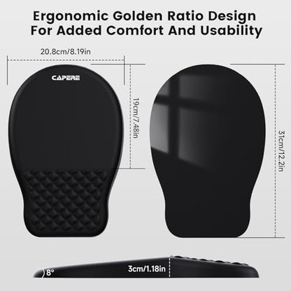 Ergonomic Mouse Pad with Slope Wrist Support & Massage Bulge,Memory Foam Wrist Rest Mousepad for Pain Relief,Non-Slip PU Base for Office & Home,12.3x8.2 Inches,Black