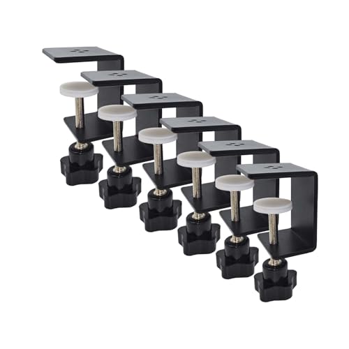 6 Pack Heavy Duty C Clamp & Desk Clamp | Wide Jaw Metal Woodworking Clamps, Adjustable Shelf Clamps for Desk Extension/Panel Work (Sturdy Multi-Purpose Clamping Tool) - size: 6-Pack