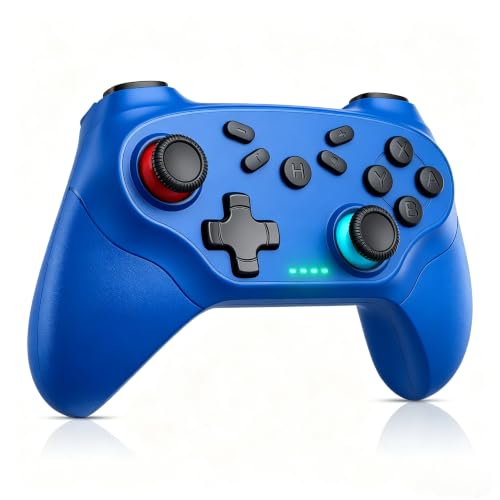 Xexvyrin Wireless Controller for PC， Turbo, Gyro Axis, Dual Vibration(RGB BLACK) (blue) - color: Blue