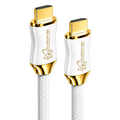 White HDMI 2.1 Cable 3ft - Certified 48Gbps 8K@60Hz 4K@120Hz 10K | HDR Dolby Vision eARC | Braided Cord for PS5 Xbox Series X Apple TV 4K - size: 3 Feet