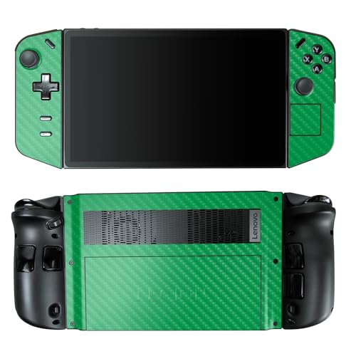Carbon Fiber Gaming Skin Compatible with Lenovo Legion Go - Solid Green - Premium 3M Vinyl Protective Wrap Decal Cover - Easy to Apply | Crafted in The USA by MightySkins - color: Solid Green, style: Carbon Fiber Textured Finish