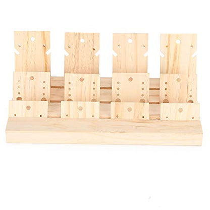 Wooden Display Stand with 12 Inserts for Earrings, Necklaces and Rings Storage and Showcase, 25x12.7x2cm, Natural Wood for Home Decor