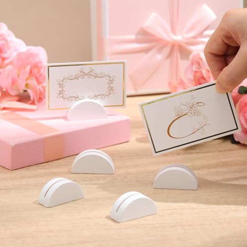 Colingmill 24 Pcs Wooden Table Number Stands with Tented Cards,White | Wedding Table Name Holder Semicircular Design Place Card Holders for Retail Shop Wedding Party Events - color: White