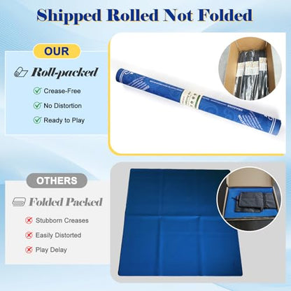 Shipped Rolled Mahjong Mat with Rules Without Creases, 3mm, 32.5" x 32.5" | Anti-Slip Rubber Base, Travel-ready with Carry Bag, Soft & Water-Repellent Surface, Noise-Reduce, for Poker & Card game - color: Blue