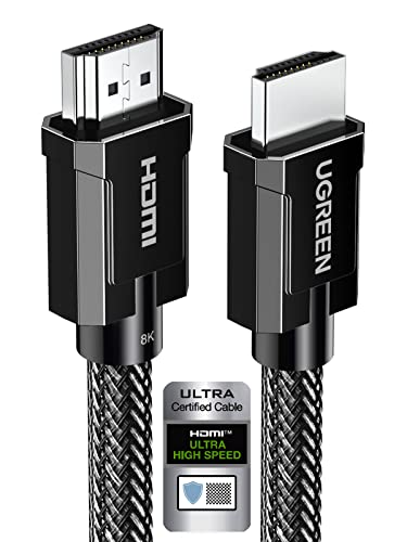 UGREEN 8K HDMI 2.1 Cable Certified 48Gbps 240Hz Ultra High Speed Cord 6.6FT | 10K 8K@60Hz, 4K 240Hz, Braided, HDCP 2.2&2.3 eARC HDR Dolby, Compatible With PS5, Xbox X, Switch 2, Roku, Mac mini M4 Pro - size: 6.6FT