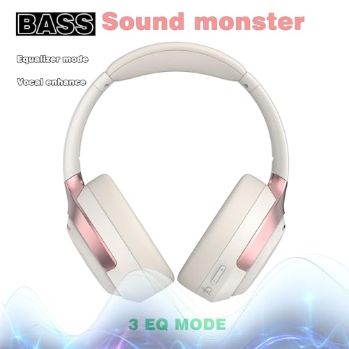 LC30Pro Hybrid Active Noise Cancelling Headphones, 100H Playtime Bluetooth Headphones, HiFi Audio Wireless Headphone with Foldable Design (Beige White), Gifts - color: Beige White
