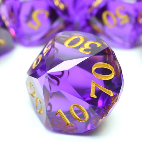 XENOLUX DND Dice Set Polyhedral Resin Dice with Softened Edges for Tabletop Role Playing Games, Deep Purple Diamond Cut Gemstone Shape Dice - RD Purple - color: Rd-purple